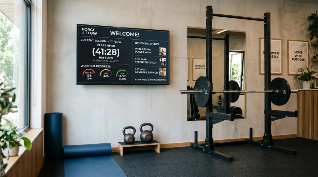 Utilize Existing TVs or Screens - Affordable Gym Signage Solutions for Small and Independent Gyms