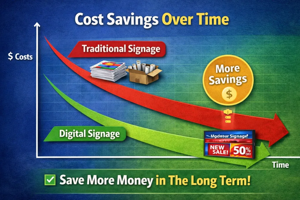 Cost Savings over Time - Top Benefits of Using Digital Screens for Advertising in Retail and Public Spaces