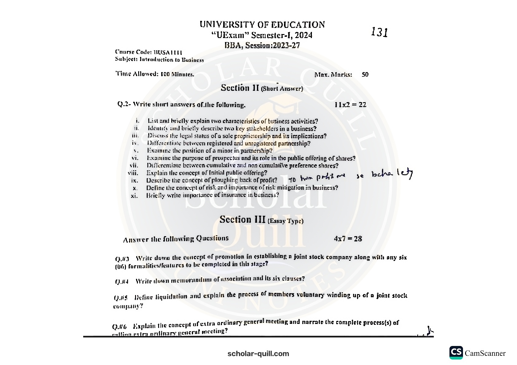 Introduction to Business — 2024 BBA