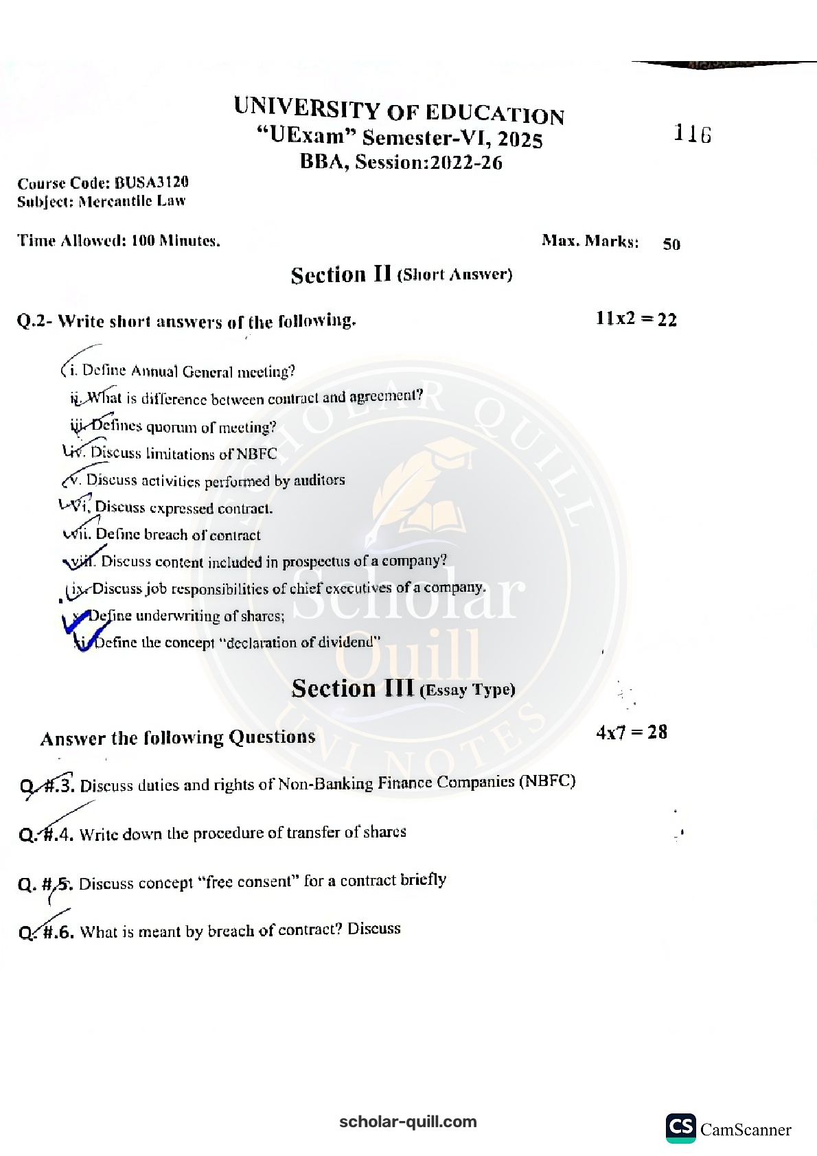 Mercantile Law — 2025 BBA