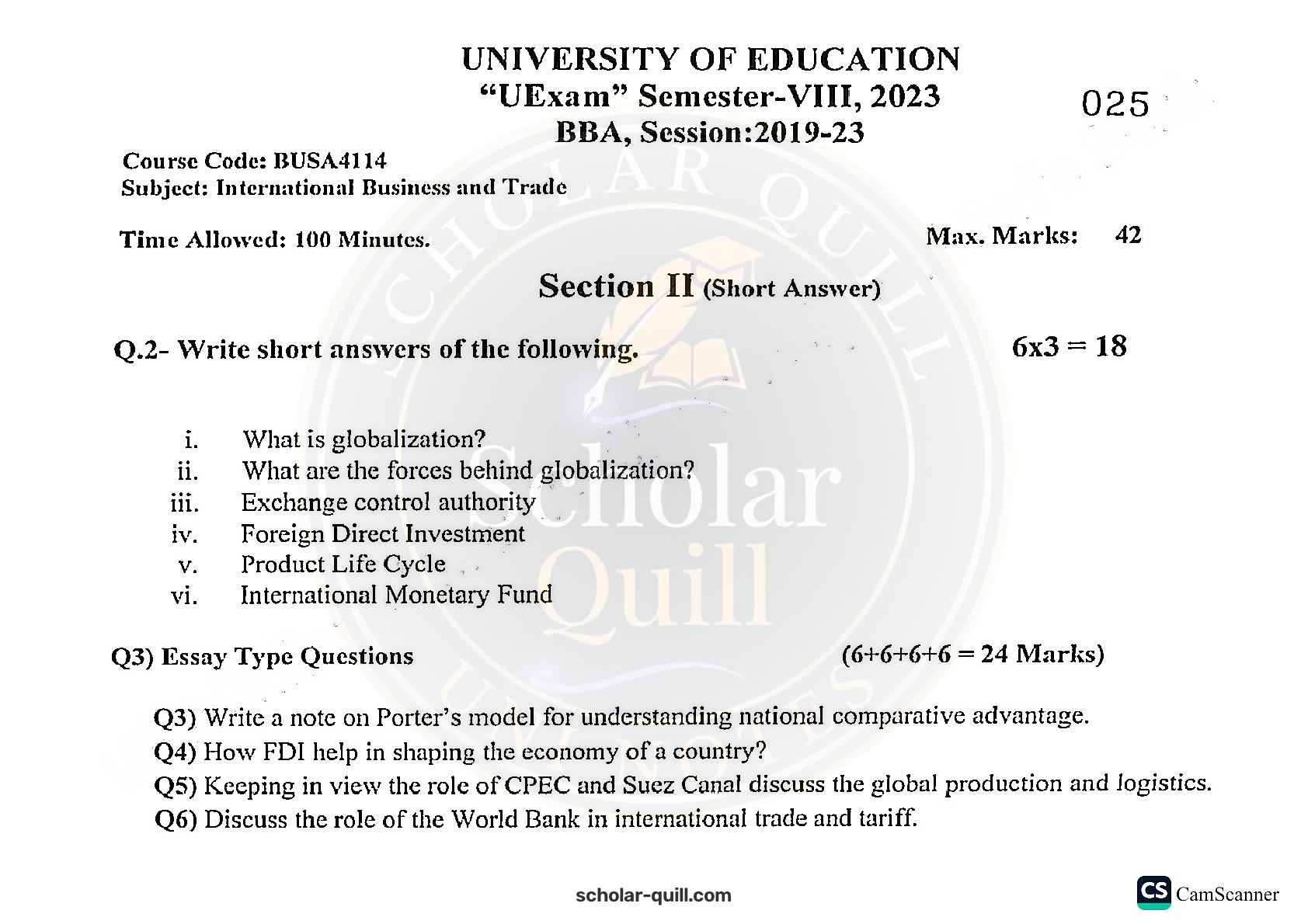 International Business and Trade — 2023 BBA