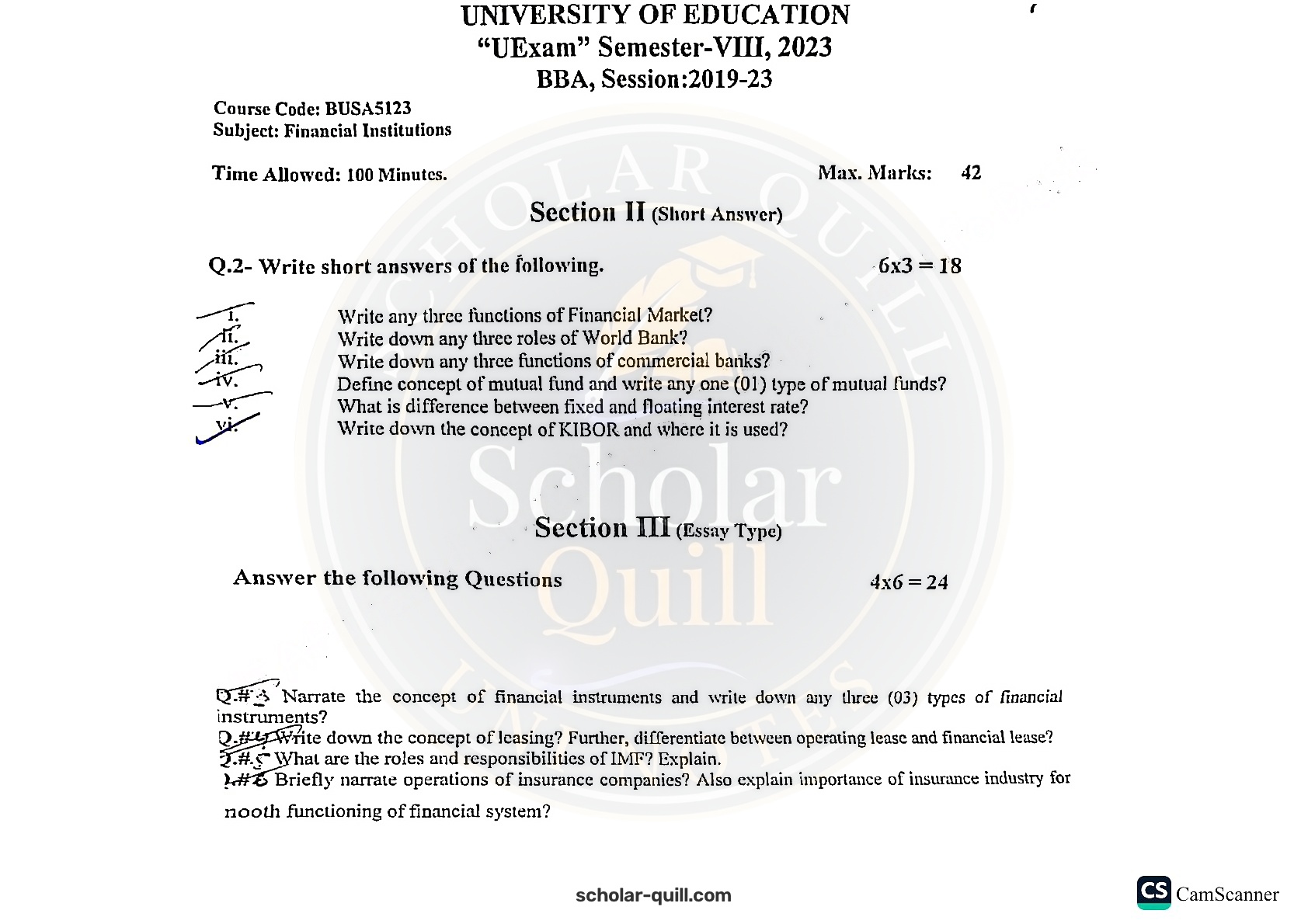 Financial Institutions — 2023 BBA