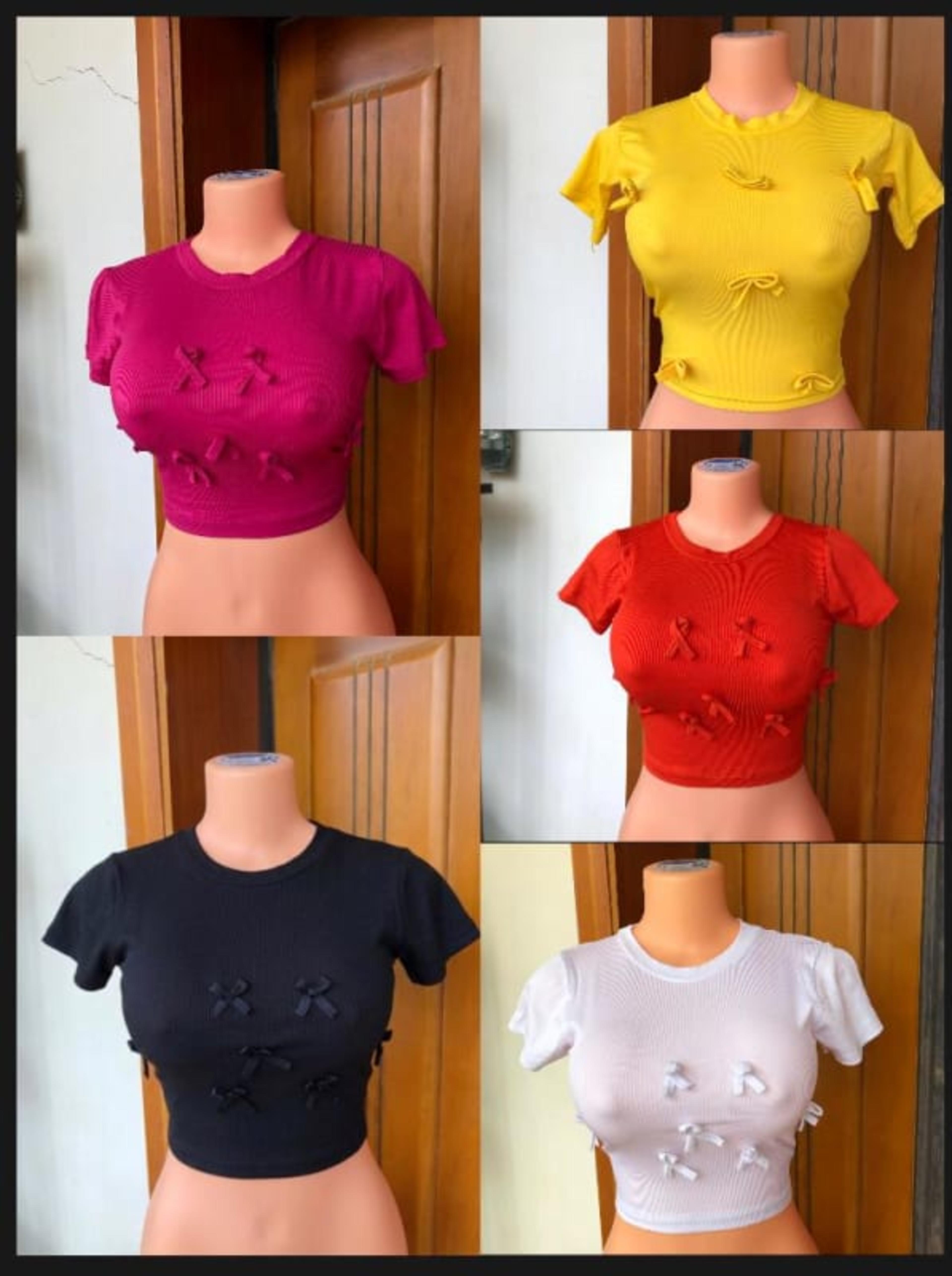 Ribbed Crop Top with Bows