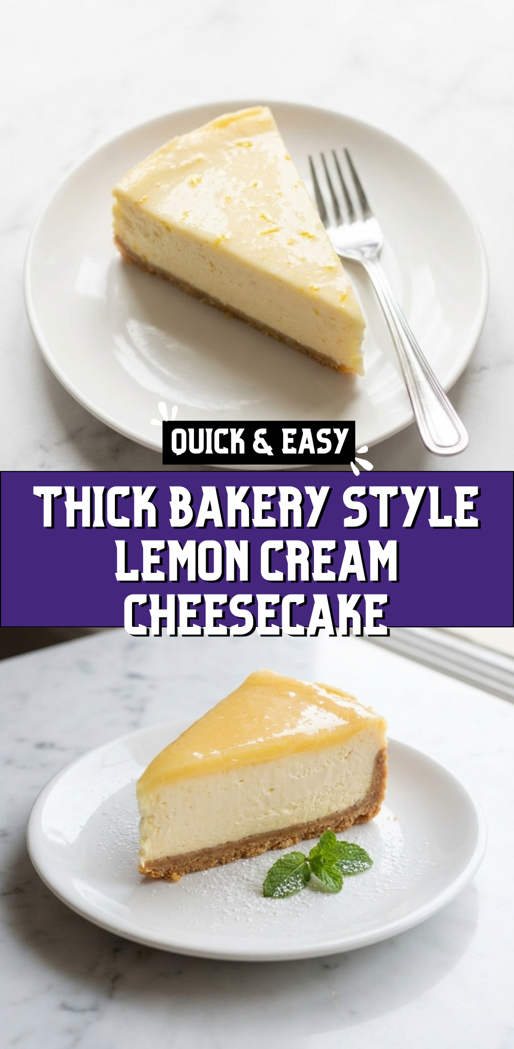thick bakery style lemon cream cheesecake