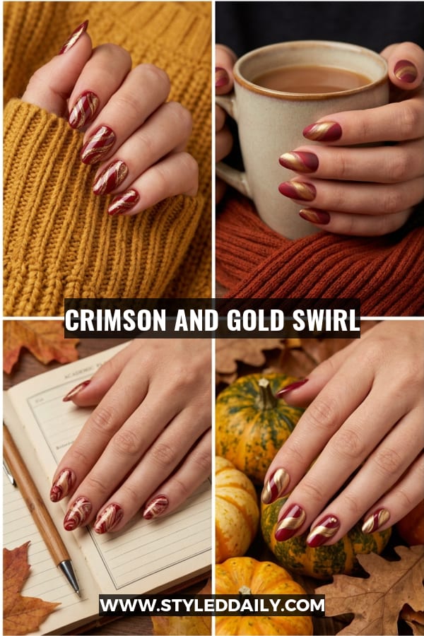 Crimson and Gold Swirl