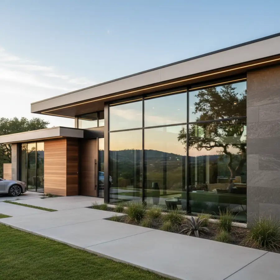 A homeowner reviewing a detailed contract with a window replacement expert, emphasizing the importance of thorough review and professional consultation.