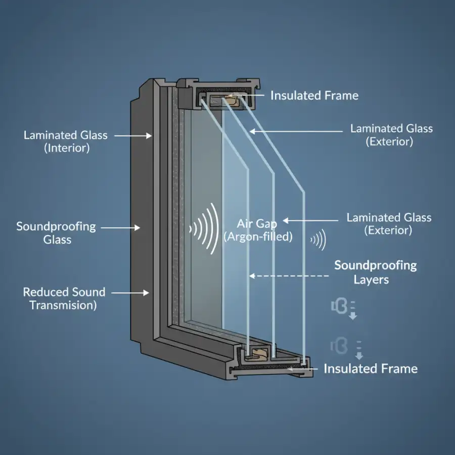 A comparison chart illustrating the effectiveness and cost of different noise reduction solutions, from simple earplugs to full window replacement.