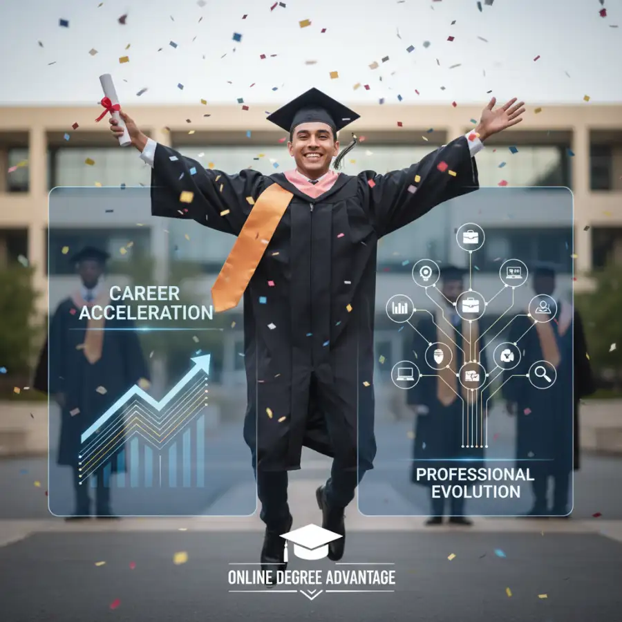 Diverse group of online students participating in a virtual classroom session, representing engagement in online college programs.