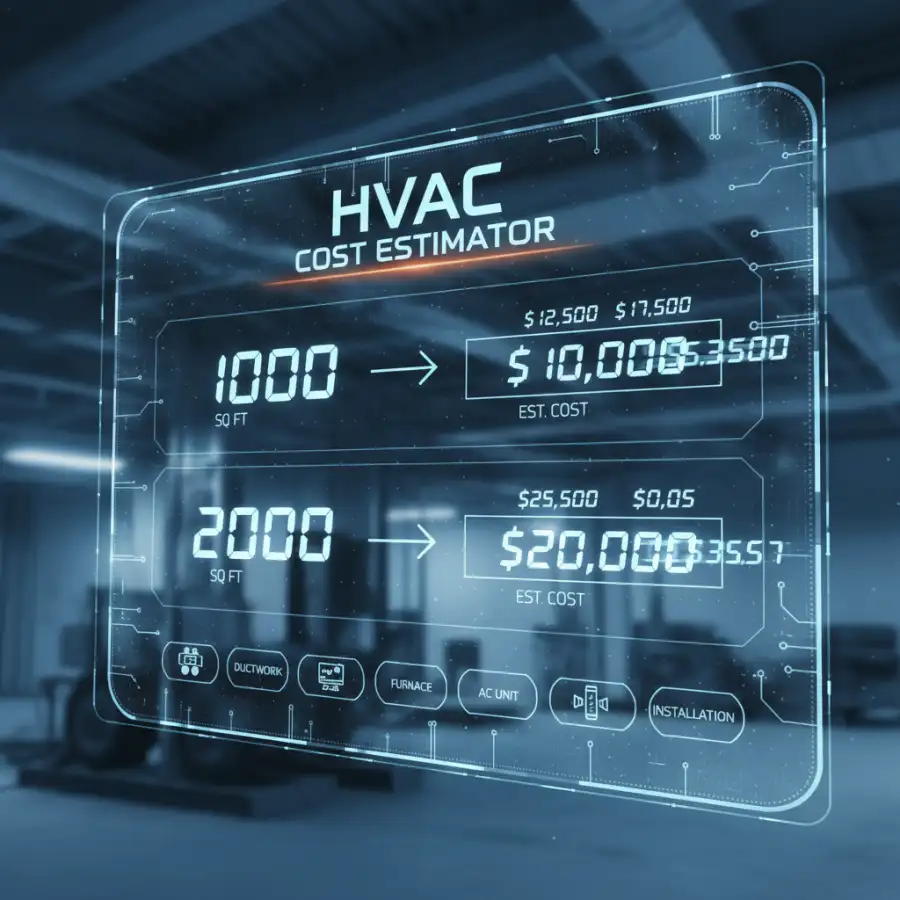 HVAC technician inspecting an outdoor air conditioning unit, symbolizing professional HVAC installation and cost analysis.