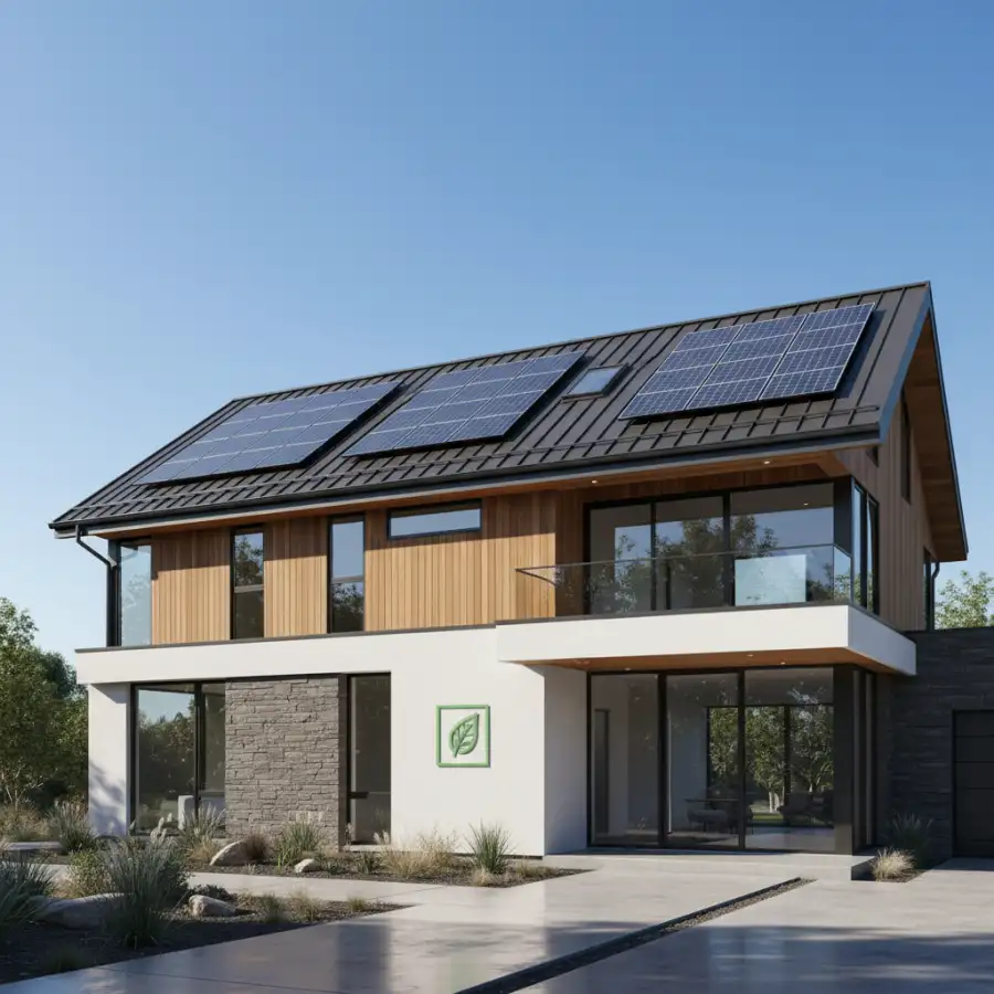 A homeowner shaking hands with a local solar roofing contractor, signifying a successful project and trusted partnership.