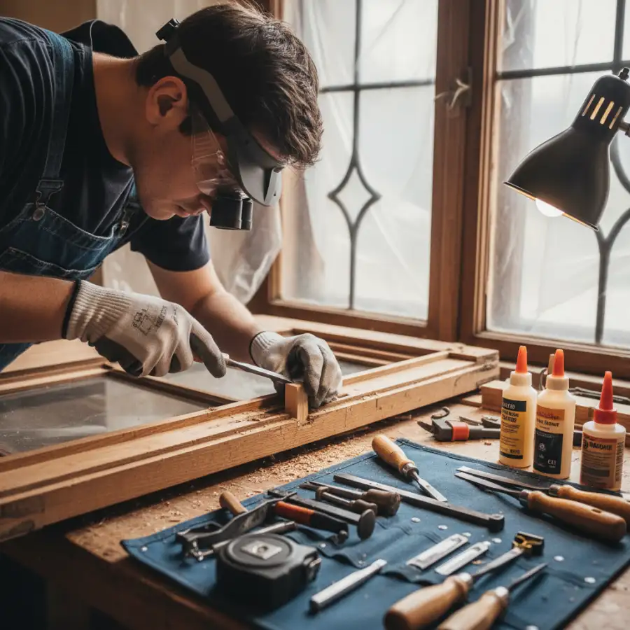 Old and new windows side-by-side, visually comparing repair vs. replacement outcomes.