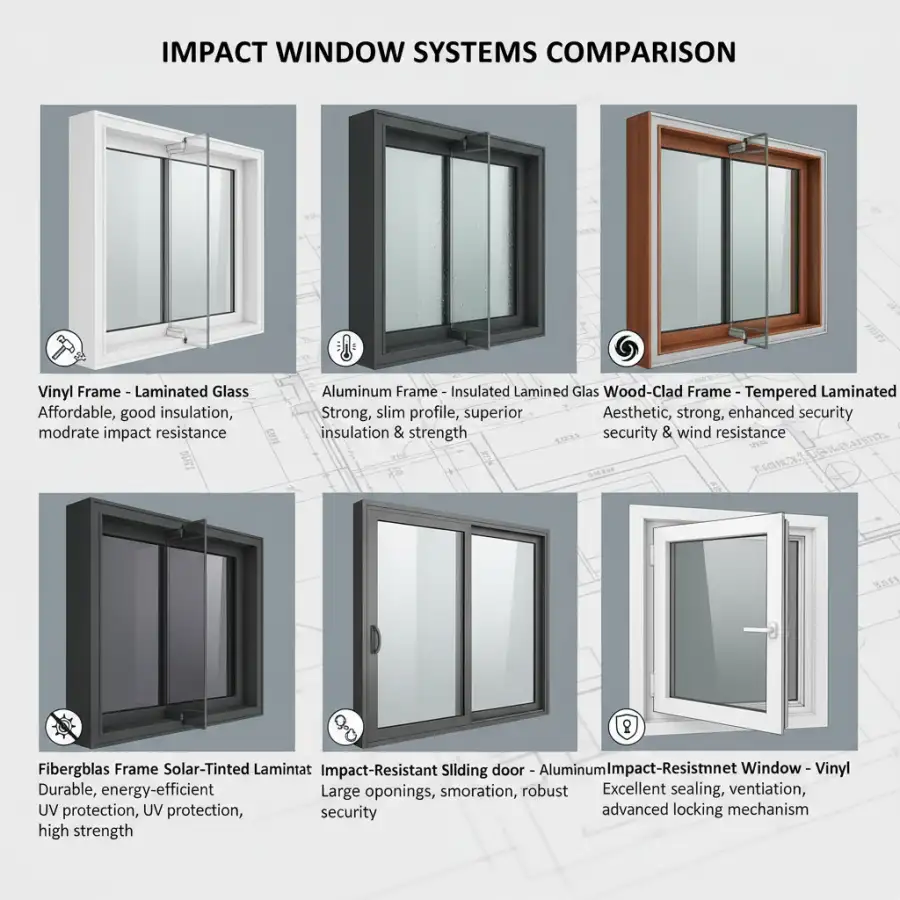 Architect's blueprint for a house, focusing on window specifications and impact ratings, symbolizing planning.