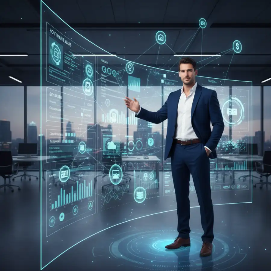Dashboard view of a SaaS management platform displaying software licenses, usage data, and cost savings