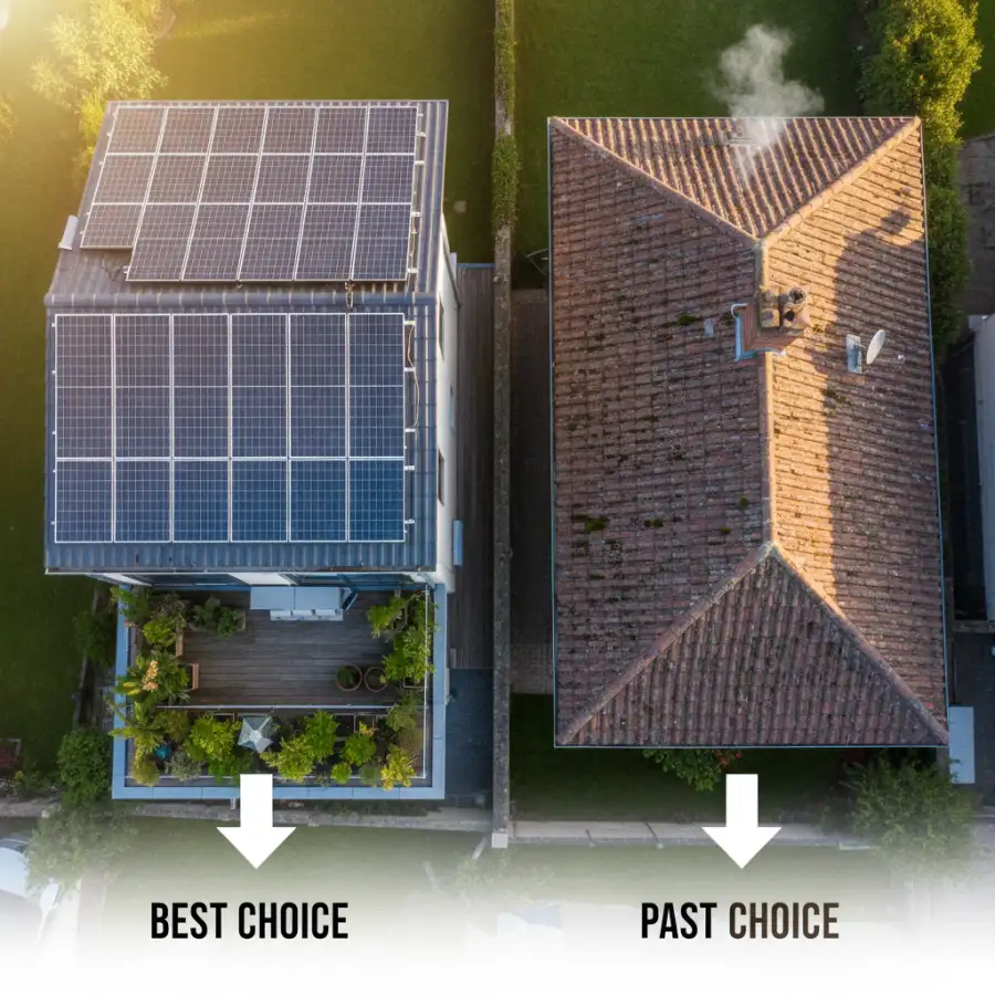 Homeowner reviews multiple solar energy quotes on a tablet for detailed comparison.