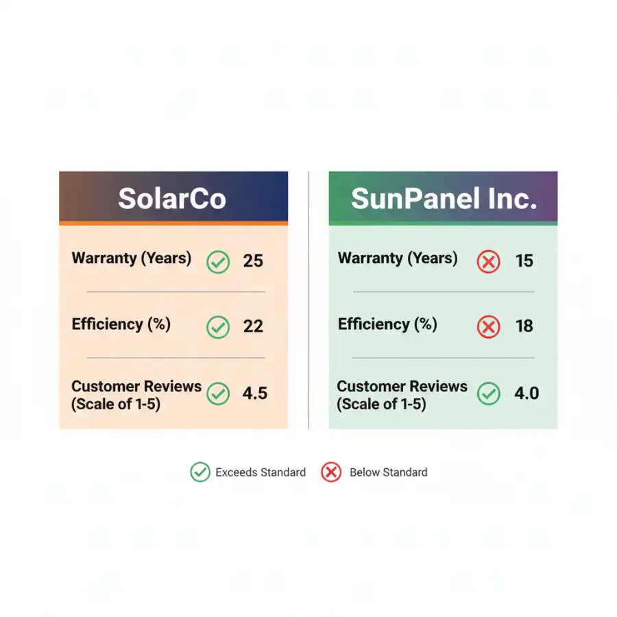 Infographic illustrating solar roofing system components: panels, inverters, battery, and efficiency data.