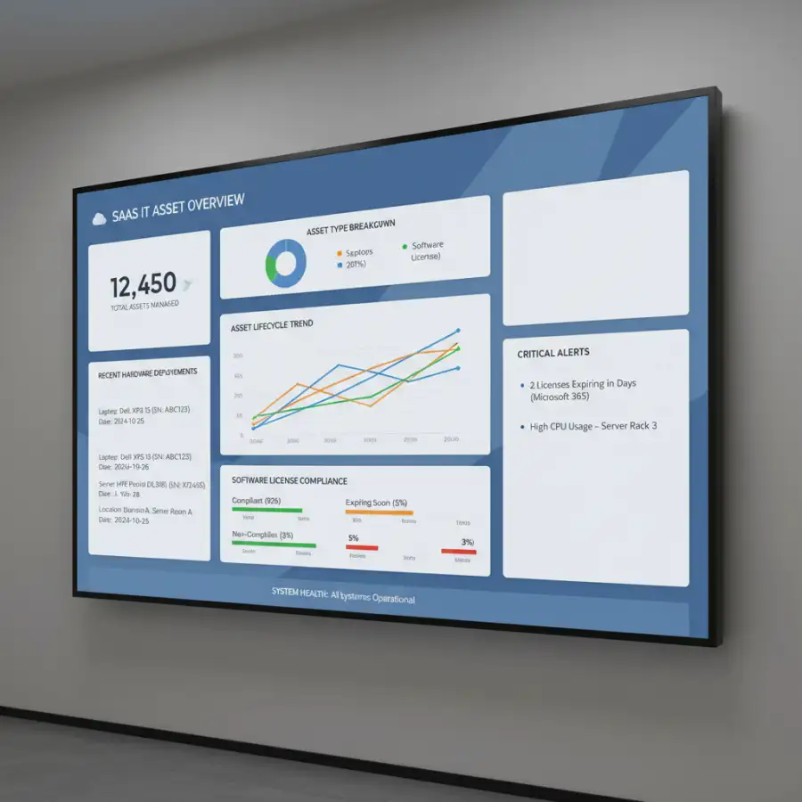 A team of diverse small business employees collaboratively working on laptops, with interconnected data streams flowing between them, illustrating seamless operations facilitated by management software.