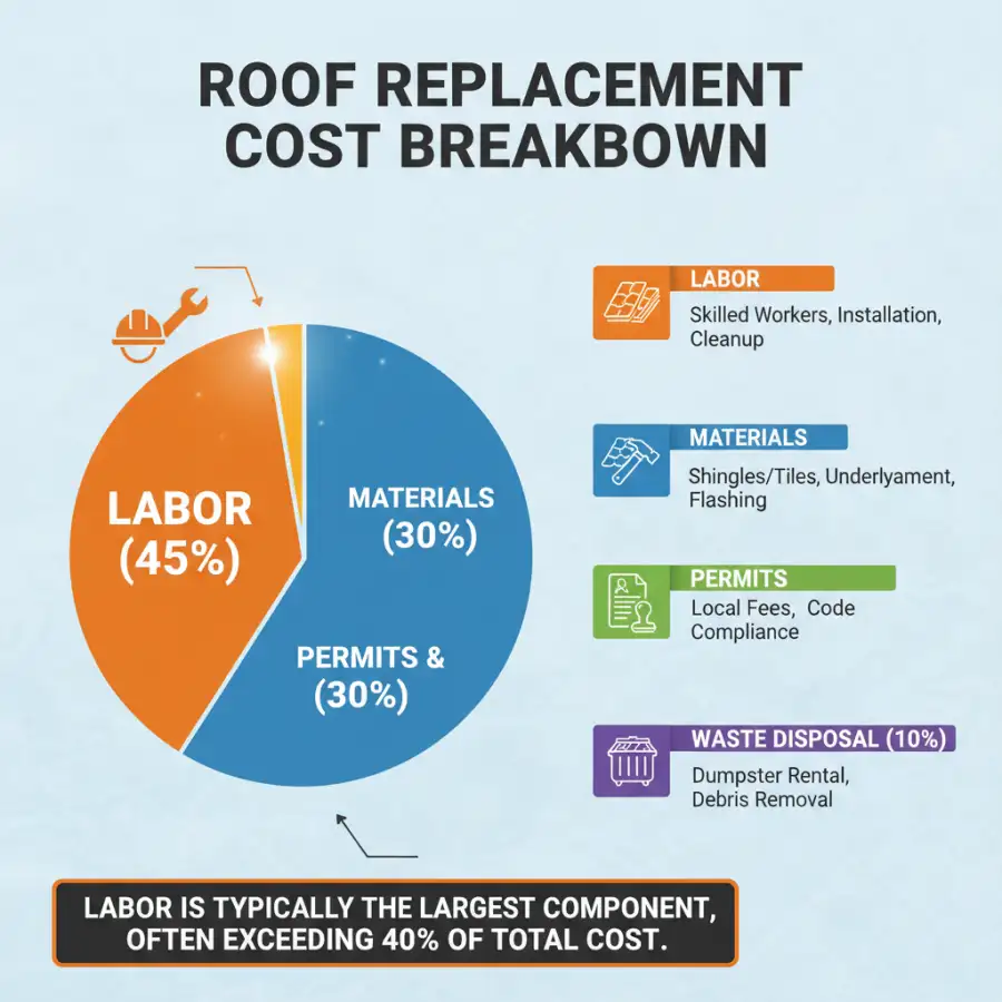 Visual showing trade-offs: cost, quality, speed, and risks in roofing projects.