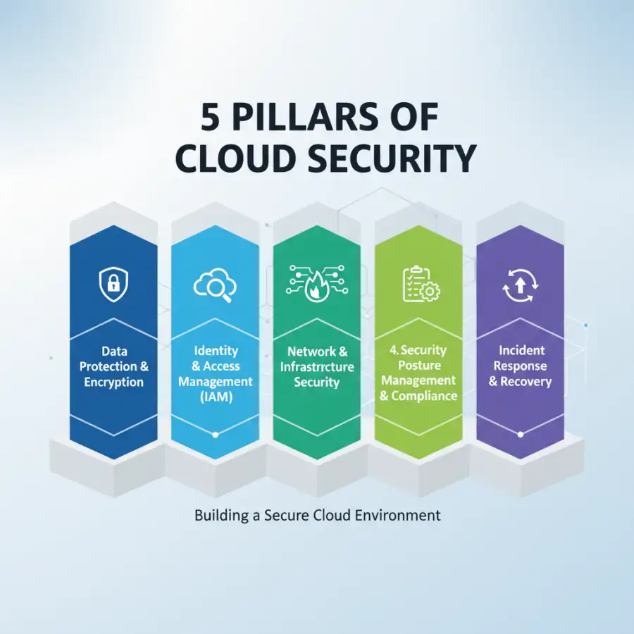 An IT security team collaborating to develop a comprehensive cloud security roadmap, illustrating strategic planning.