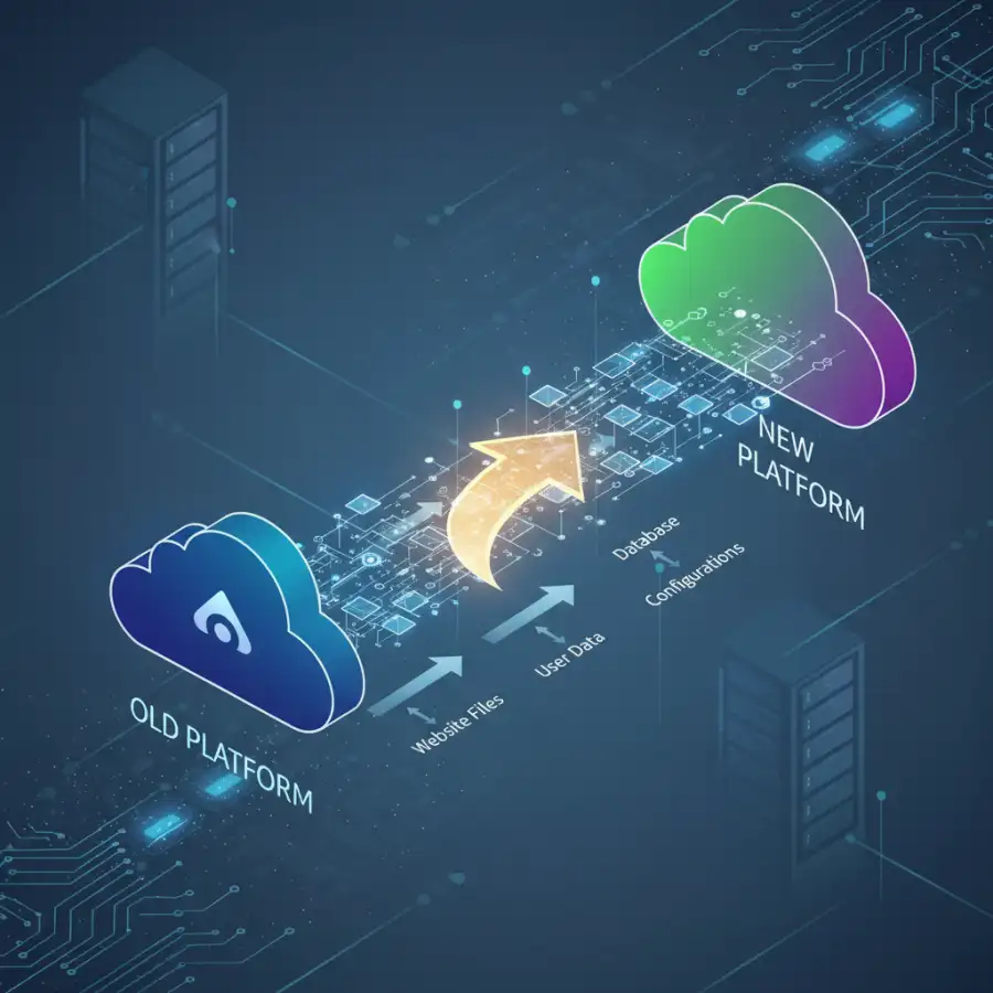 Dashboard of a modern web hosting control panel, showing metrics and management options.