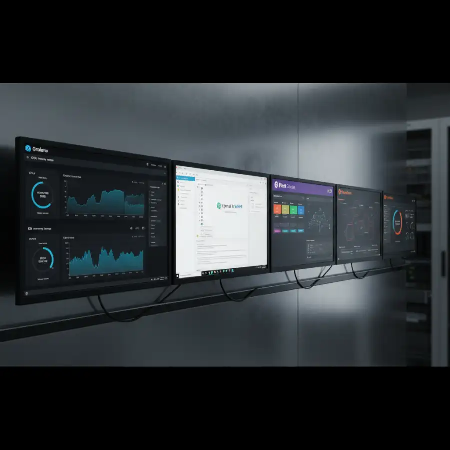 IT professional reviews server performance on a dashboard, highlighting efficient management.