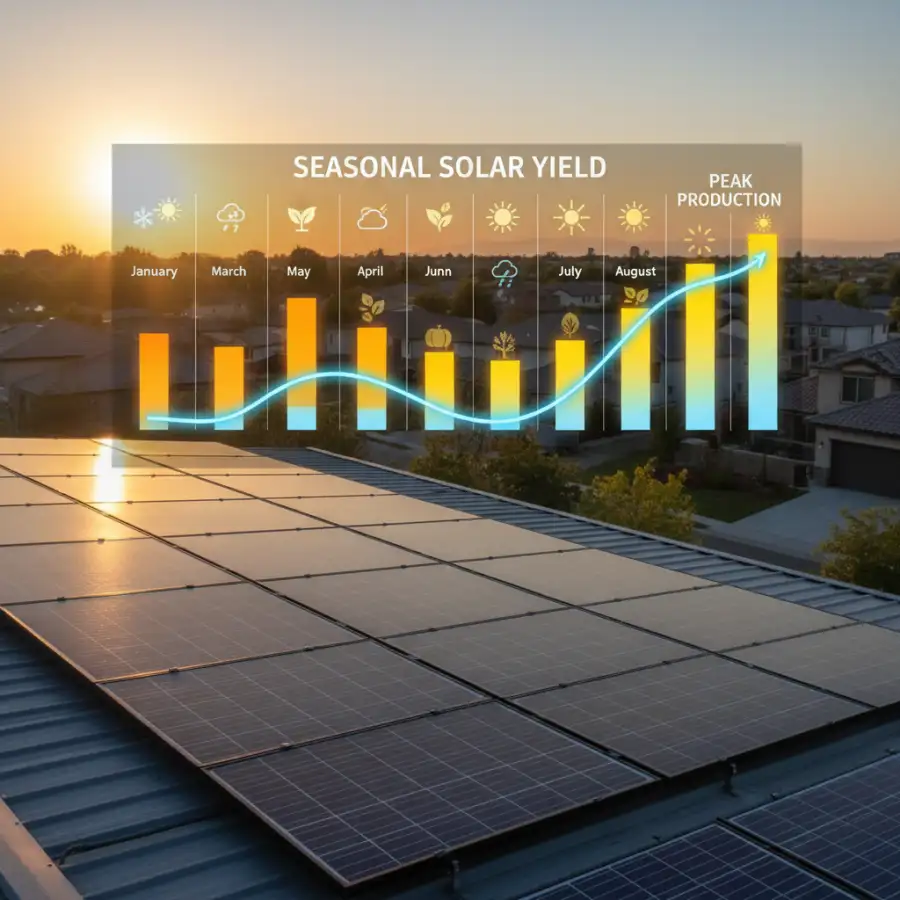 Solar panels on a cloudy day, emphasizing potential risks and varying performance.