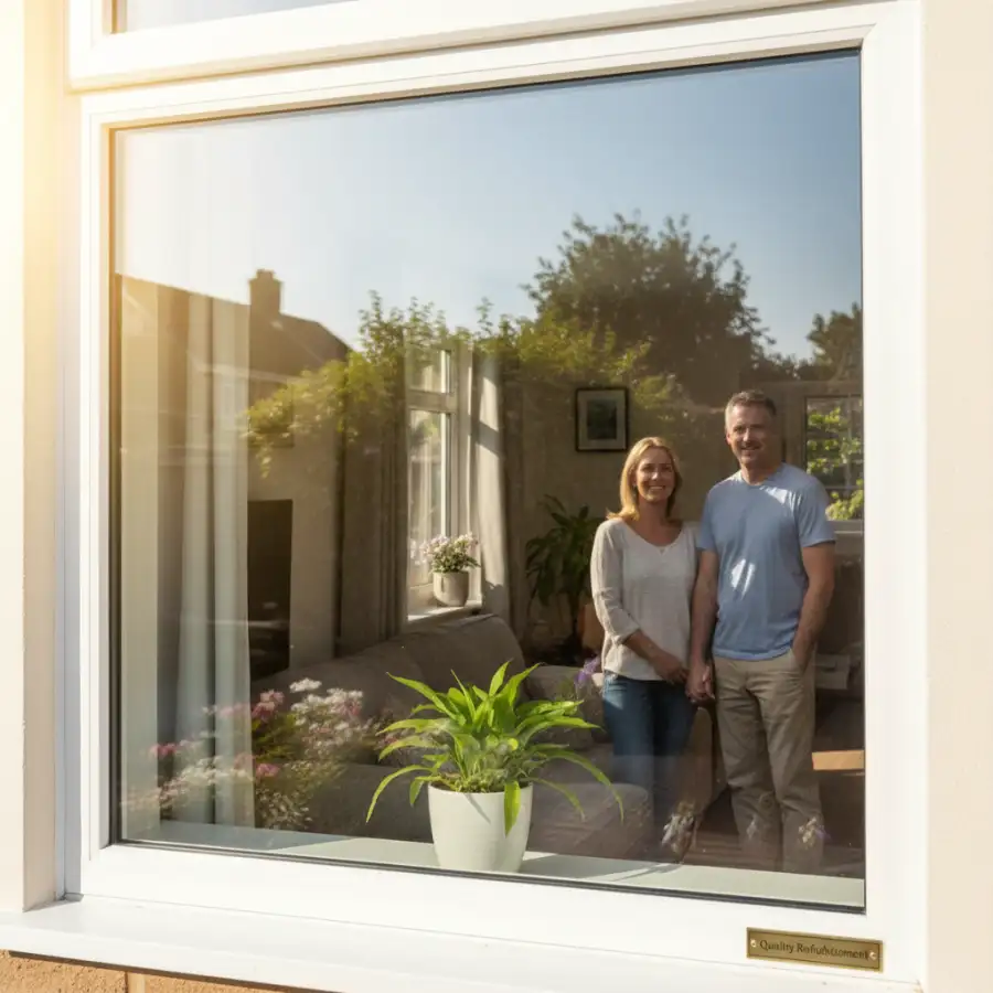 A skilled technician carefully repairing a window frame, demonstrating expert home window repair service.