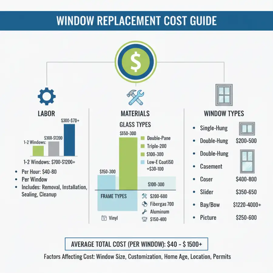 A homeowner happily looking through their newly installed, energy-efficient window, symbolizing successful project completion.