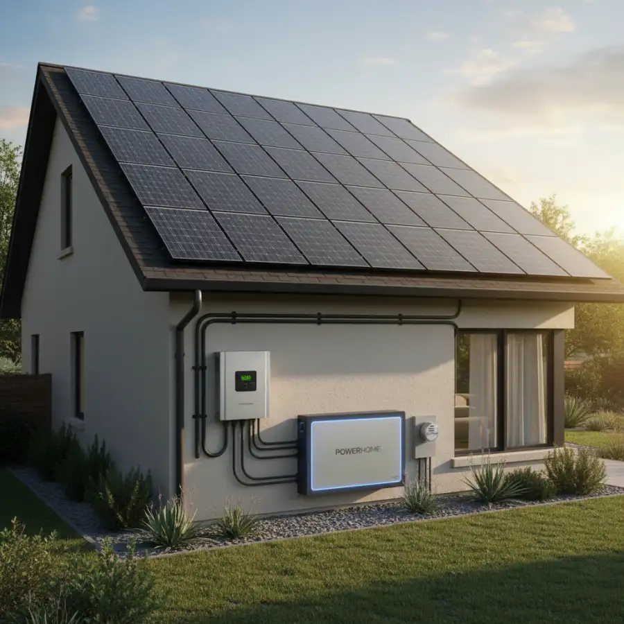 Close-up of a high-efficiency monocrystalline solar panel, highlighting its sleek design and technology.