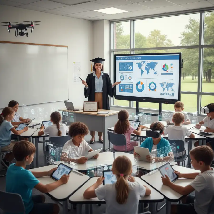 Flowchart illustrating steps from an online education degree to state teaching licensure.