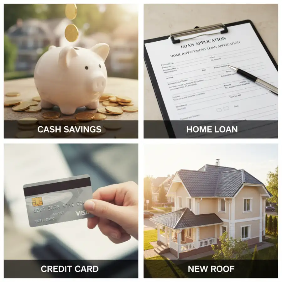 Checklist for hiring a roofer: licenses, insurance, references, warranties, on a blueprint.