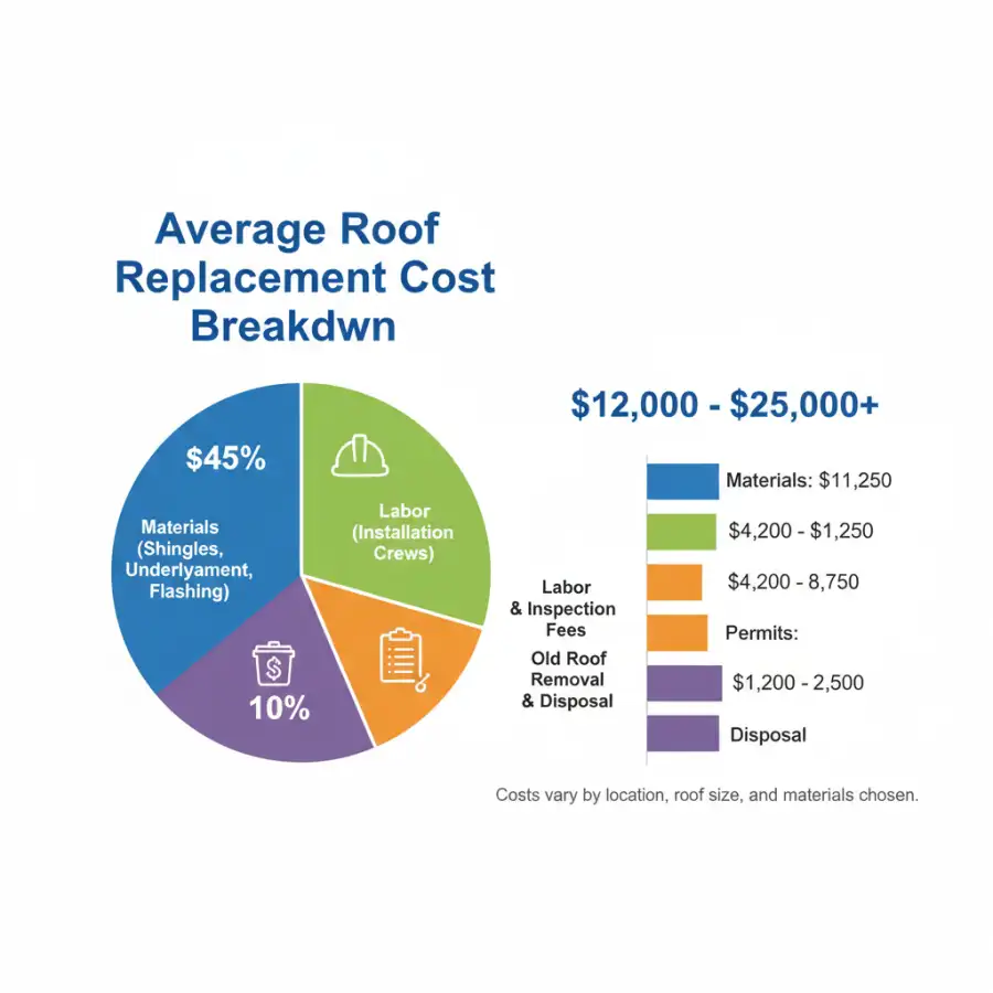 A homeowner reviewing multiple roofing contractor quotes and a checklist on a tablet, symbolizing the process of comparing bids for a full roof replacement.