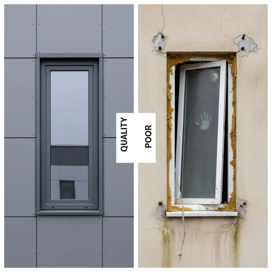 Architect and construction manager review blueprints, discuss quality standards on building site.