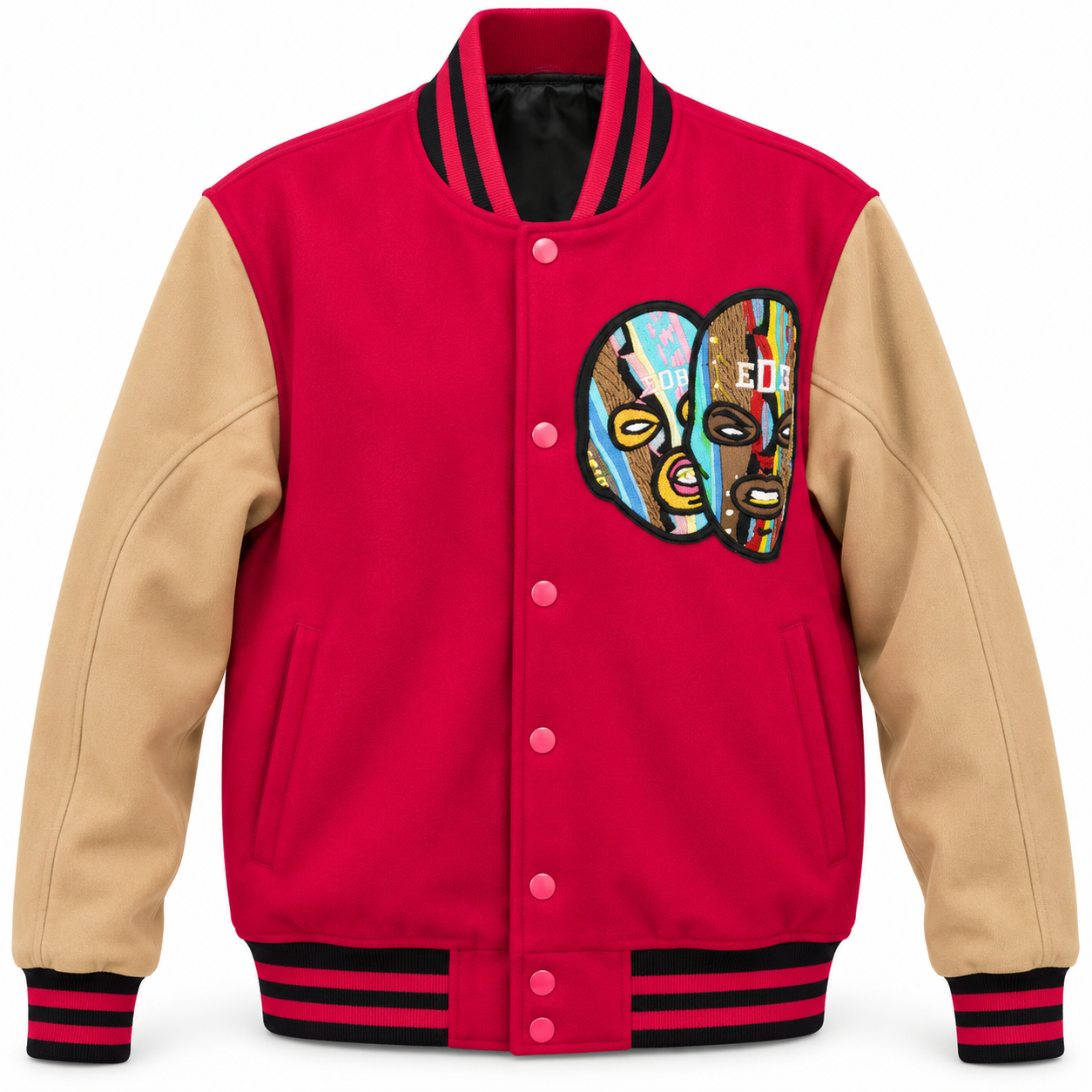 Carte Blanche E.O.D Varsity Jacket — Red & Tan