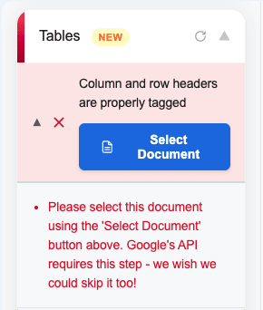 Check row with individual Fix button and Jump Link active