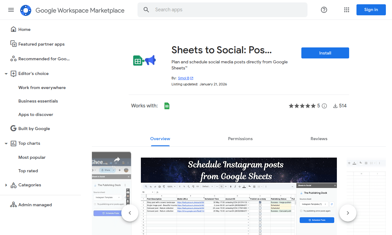 Install the Google Sheets Add-on