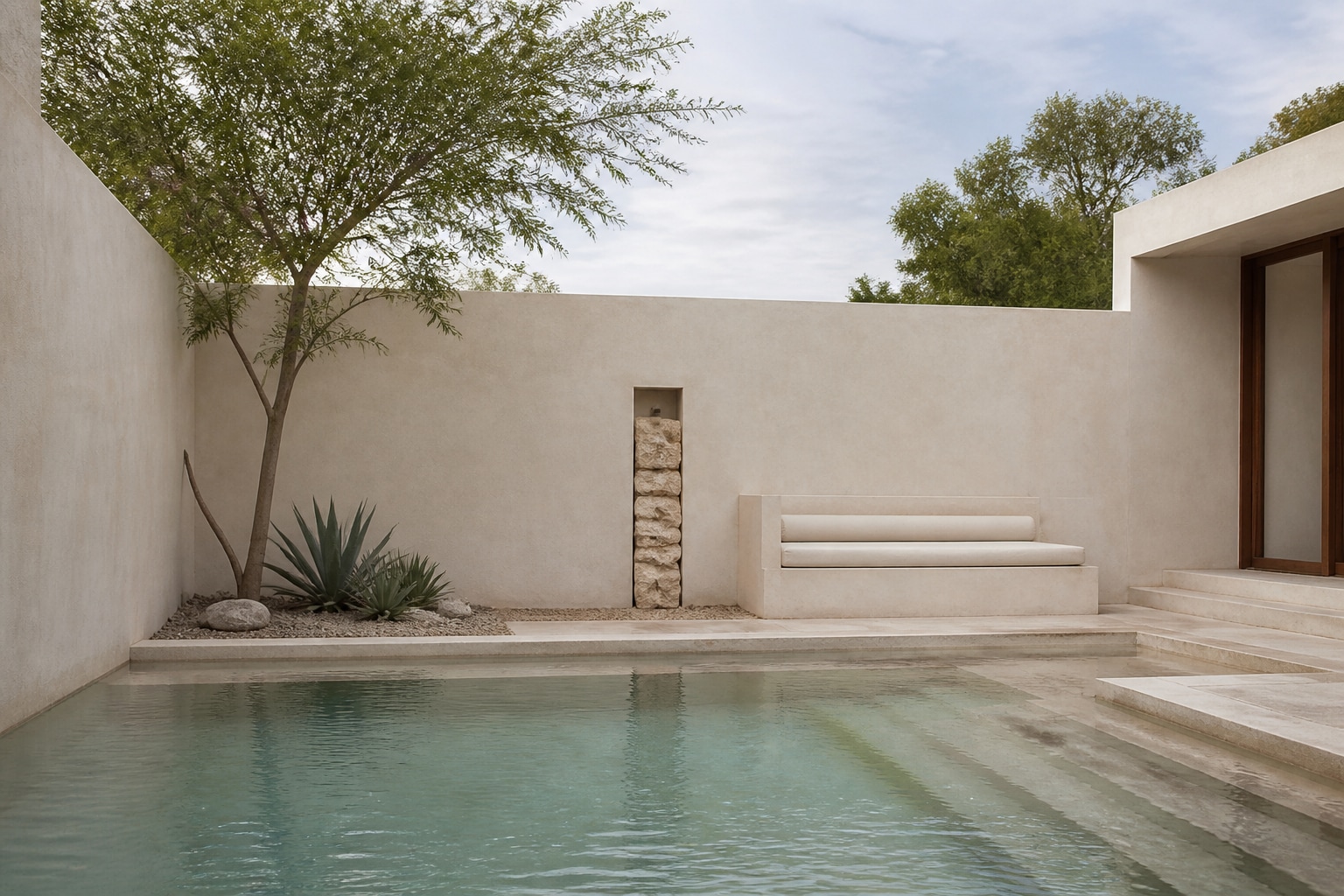 Estanque y piscina con acabado de Chukum