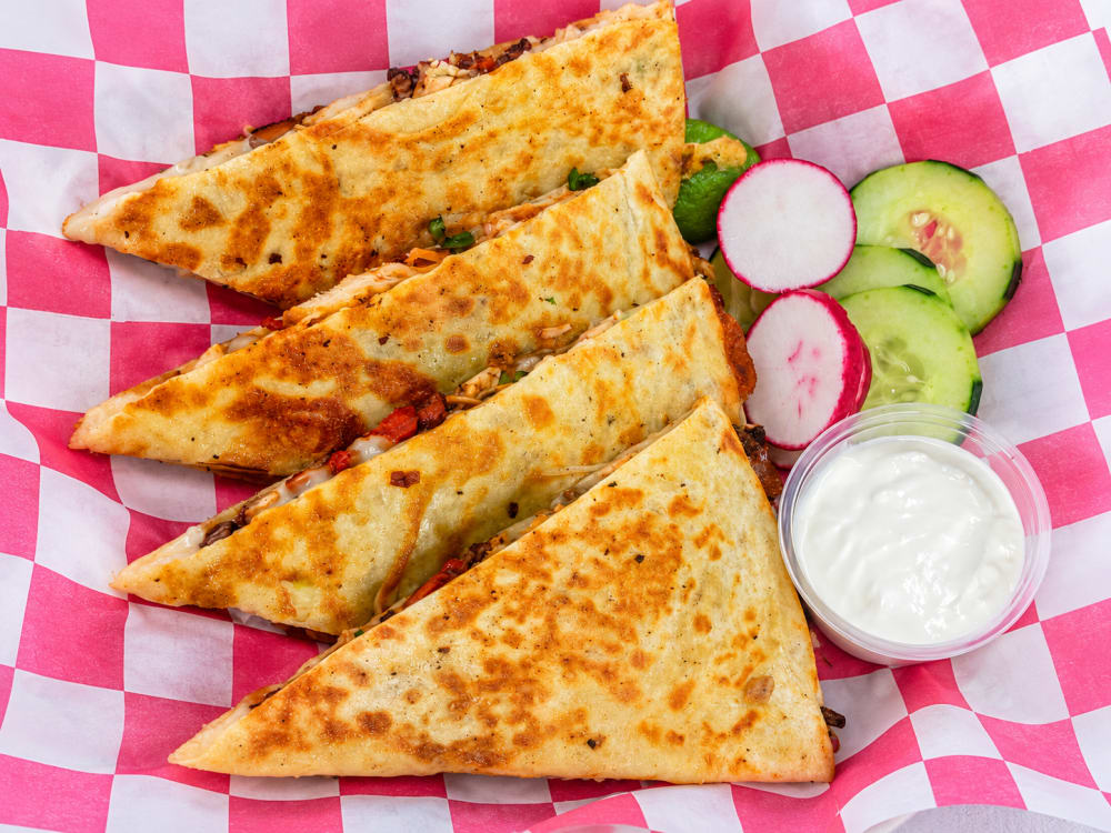 Golden quesadillas with meat and cheese