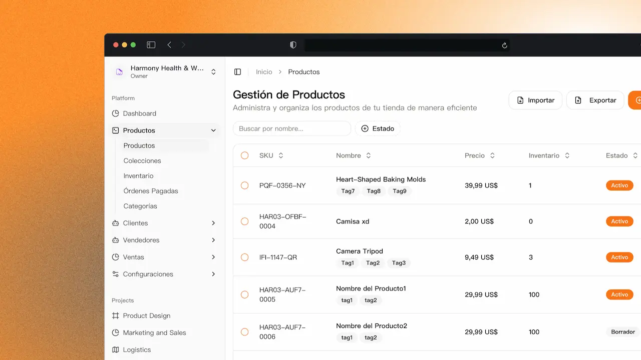 Captura de pantalla del proyecto Mall Virtual - Plataforma de e-commerce multi-vendedor desarrollada desde cero para que emprendedores de Honduras puedan crear su tienda online y vender sus productos.