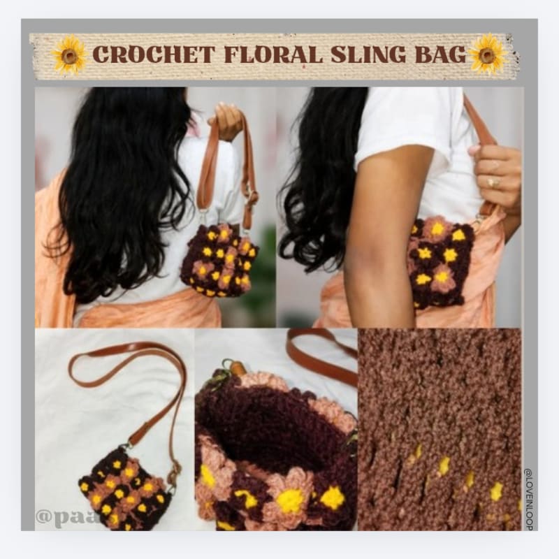 Crochet Floral Sling Bag