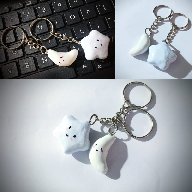 Tiny Moon & Star Keychain combo