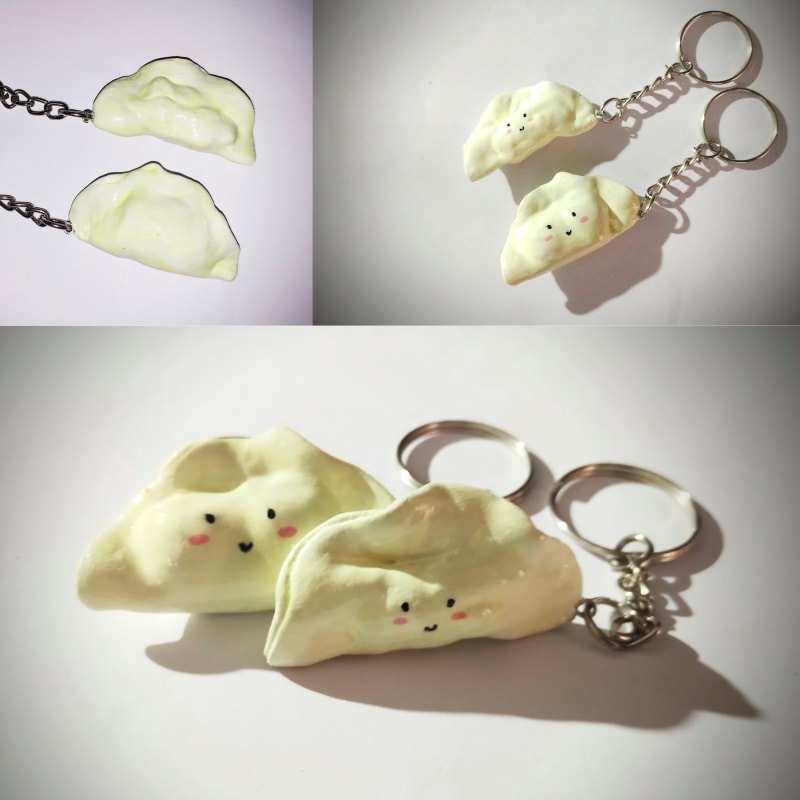 Cute Tiny Smiling Momo Combo Keychain
