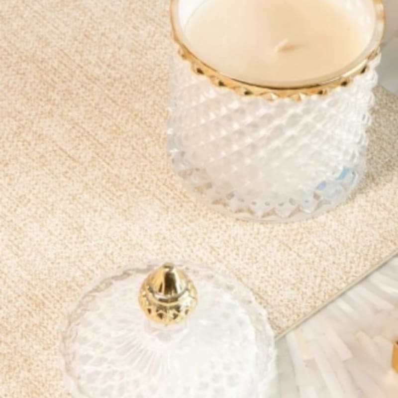 Golden Crystal Lid Candle Jar - 8cm