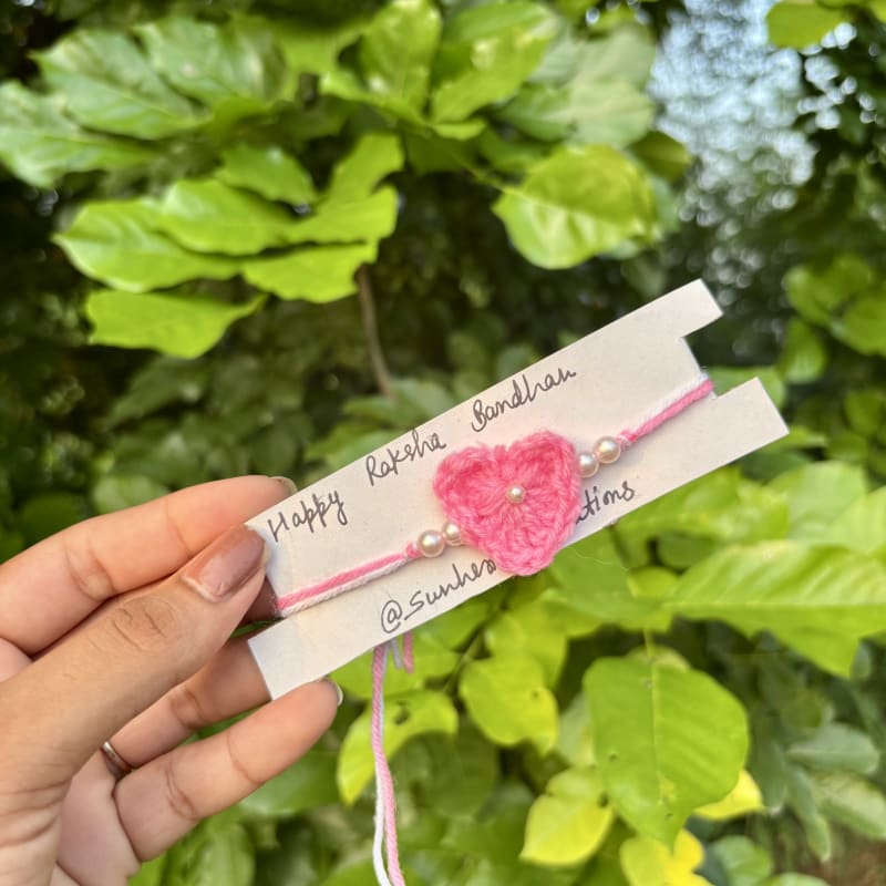 Crochet heart rakhi