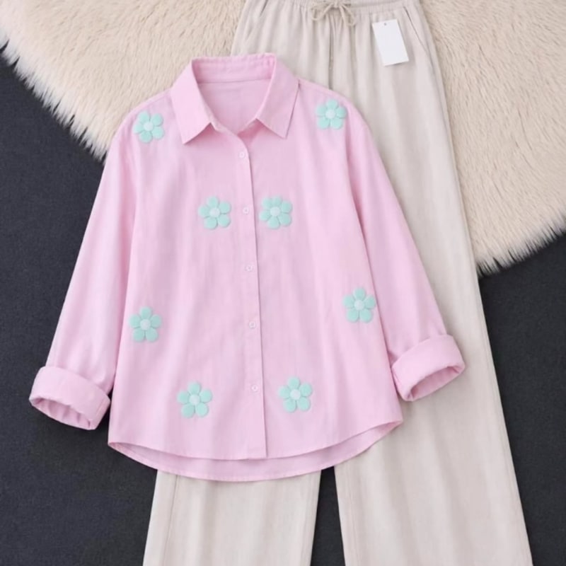 *PULKARI SHIRT WITH BOTTOM COMBO*  FABRIC- cotton