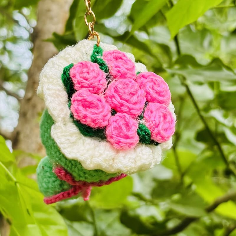 Crochet mini bouquet keychain
