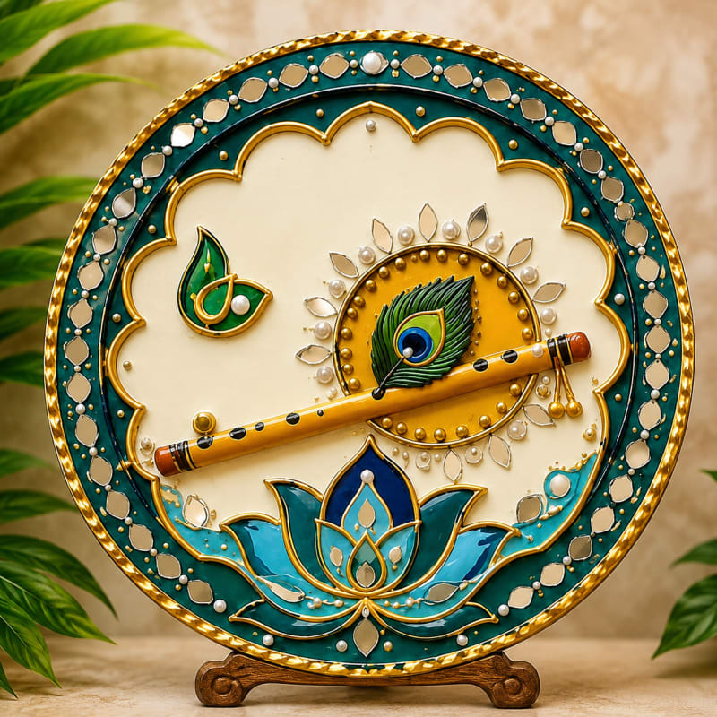 Krishna Bansuri Matki Makhan Lippan Art