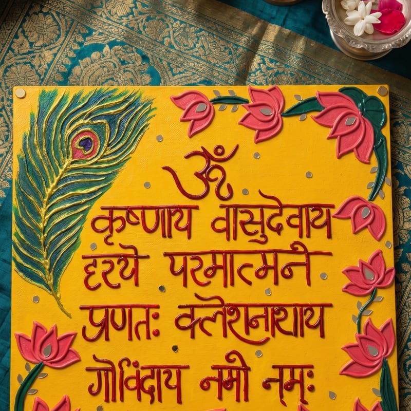 Krishna Mantra Lippan Art