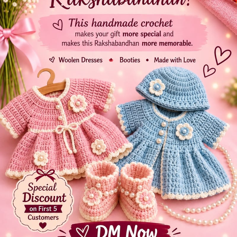 Homemade Crochet woolen dresses set