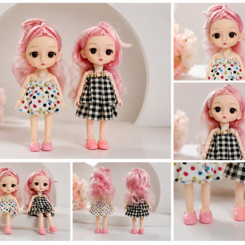 Cute Fashion Doll Set for Girls – Pink Hair Dolls with Stylish Dress & Shoes (2 Pcs)