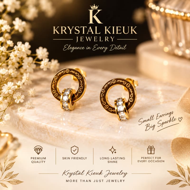 Gold Steel Stud Earrings